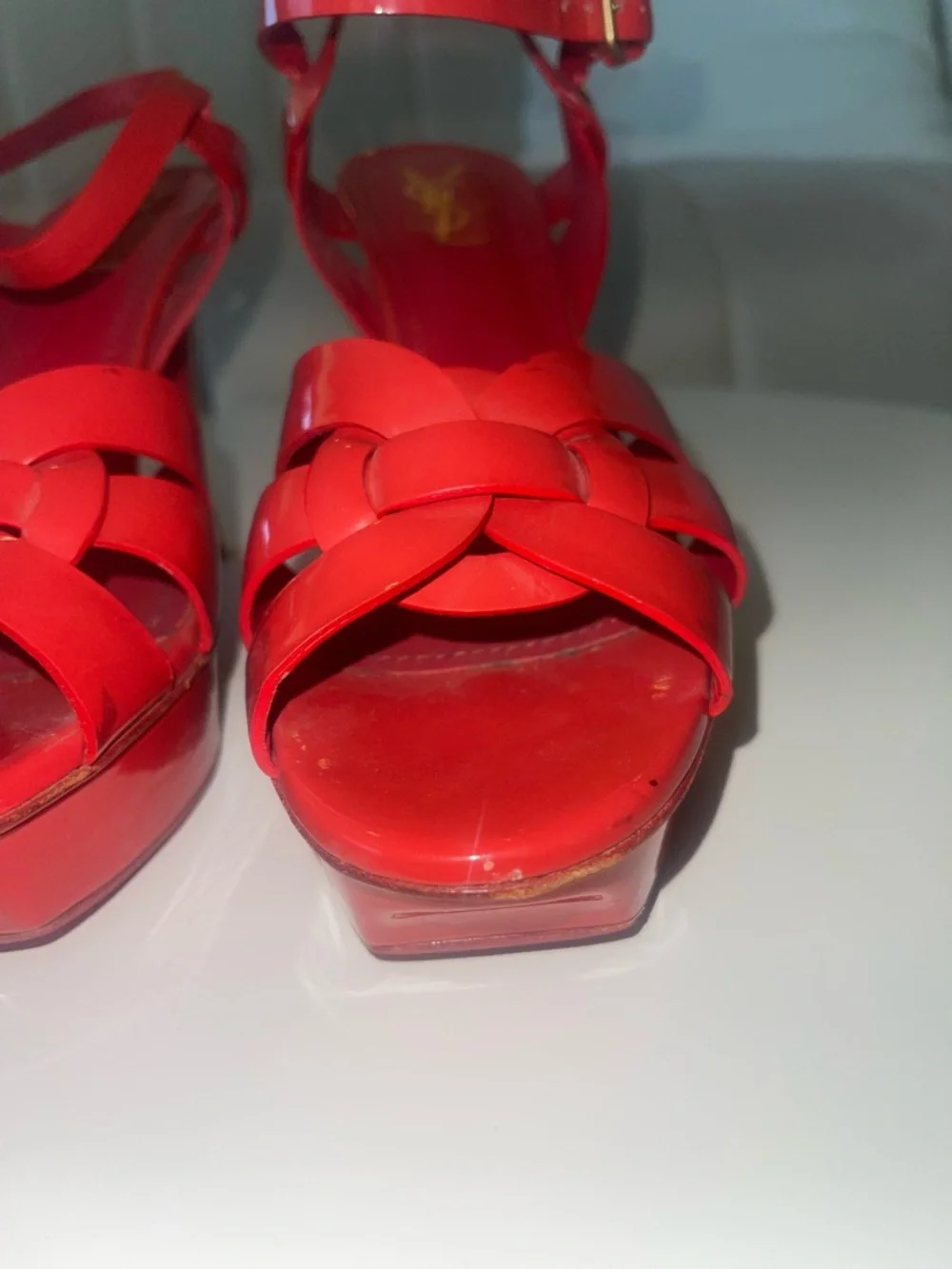 Saint Laurent (YSL) Tribute Sandal Heels – Red Patent – Size 41 - Picture 4 of 9